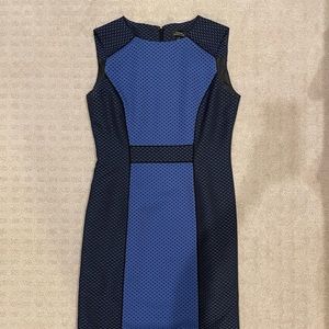 Tahari Blue Dotted Midi Dress
